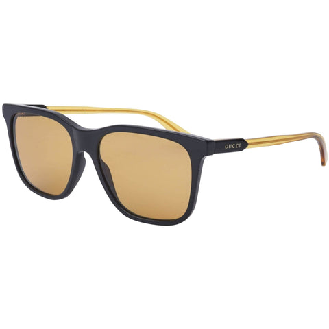 Sunglasses, Gucci, Crafted in Italy,Gucci Unisex Adults’ GG0495S-004-57 Sunglasses, Schwarz-Gelbfarben Kristall, 57.0 - Crafted in Italy Eyewear 