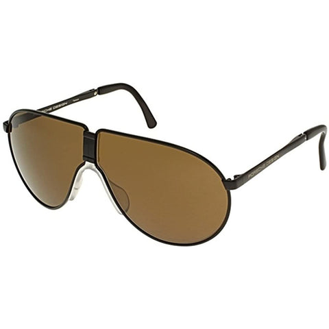 Sunglasses, Porsche, Crafted in Italy,Porsche Design P8480 Folding Black Frame/Brown Lens Titanium Sunglasses - Crafted in Italy Eyewear 